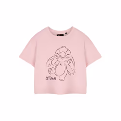Disney Cropped Short Sleeved T-Shirt (Womens Pink) - Large