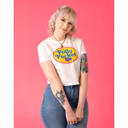 Polly Pocket Cropped Short Sleeved T-Shirt (Womens White) - XXX-Large