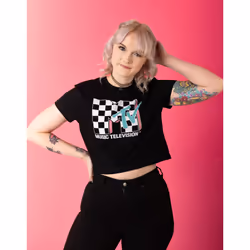 MTV Cropped Short Sleeved T-Shirt (Womens Black) - Small