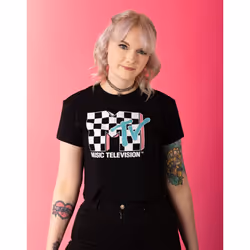 MTV Cropped Short Sleeved T-Shirt (Womens Black) - XXX-Large