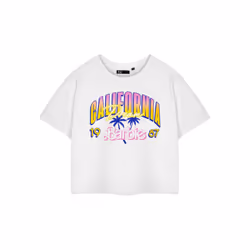 Barbie Cropped Short Sleeved T-Shirt (Womens White) - XX-Large