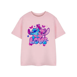 Disney Lilo & Stitch Short Sleeved T-Shirt (Girls Pink) - 5-6 Years