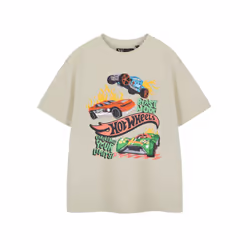 Hot Wheels Short Sleeved T-Shirt (Boys Beige) - 9-10 Years