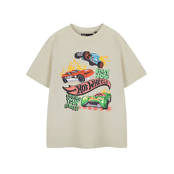 Hot Wheels Short Sleeved T-Shirt (Boys Beige) - 9-10 Years
