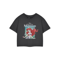 Disney The Little Mermaid Cropped Short Sleeved T-Shirt (Womens Grey) - Small