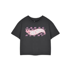 Hot Wheels Cropped Short Sleeved T-Shirt (Womens Grey) - Small