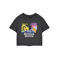 Disney Sleeping Beauty Cropped Short Sleeved T-Shirt (Womens Grey) - XX-Large