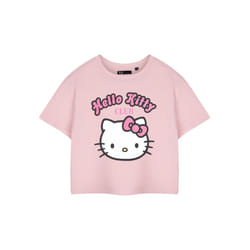 Hello Kitty Cropped Short Sleeved T-Shirt (Womens Pink) - XX-Large