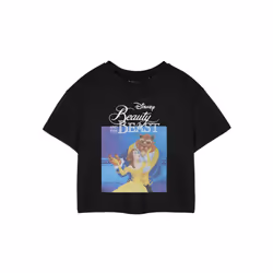Disney Cropped Short Sleeved T-Shirt (Womens Black) - Small