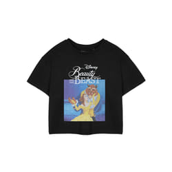 Disney Cropped Short Sleeved T-Shirt (Womens Black) - Large