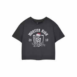 Monster High Cropped Short Sleeved T-Shirt (Womens Grey) - Small