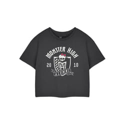 Monster High Cropped Short Sleeved T-Shirt (Womens Grey) - Large