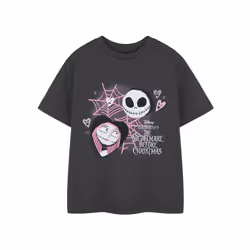 Disney The Nightmare Before Christmas Short Sleeved T-Shirt (Girls Grey) - 7-8 Years