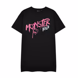 Monster High Short Sleeved T-Shirt Dress (Womens Black) - X-Large