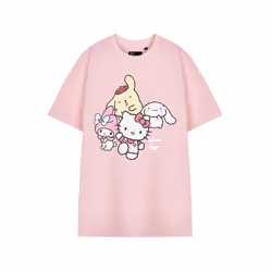 Hello Kitty Short Sleeved T-Shirt (Womens Pink) - X-Large