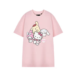 Hello Kitty Short Sleeved T-Shirt (Womens Pink) - X-Large