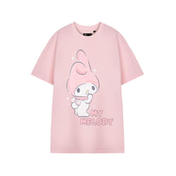 Hello Kitty Short Sleeved T-Shirt (Womens Pink) - Medium