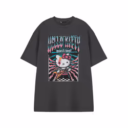 Hello Kitty Short Sleeved T-Shirt (Womens Grey) - Medium
