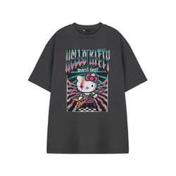 Hello Kitty Short Sleeved T-Shirt (Womens Grey) - X-Large