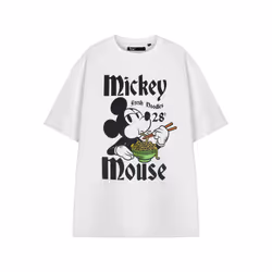 Disney Mickey Mouse Short Sleeved T-Shirt (Womens White) - Large