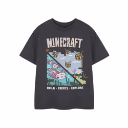 Minecraft Short Sleeved T-Shirt (Girls Black) - 7-8 Years