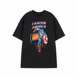 Marvel Comic Captain Short Sleeved T-Shirt (Mens Black) - Medium
