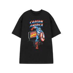 Marvel Comic Captain Short Sleeved T-Shirt (Mens Black) - Medium
