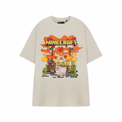 Minecraft Short Sleeved T-Shirt (Womens Beige) - X-Large