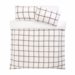 Argos Home Checked Grid Fleece Cream Bedding Set - Single