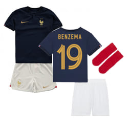 2022-2023 France Home Little Boys Mini Kit (Benzema 19) - SB
