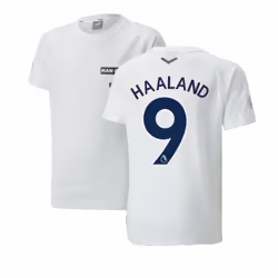 2022-2023 Man City Casuals Tee (White) - Kids (HAALAND 9) - MB