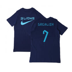 2022-2023 England Three Lions Tee (Navy) - Kids (Grealish 7) - MB