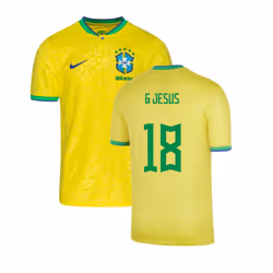 2022-2023 Brazil Little Boys Home Shirt (G Jesus 18) - XSB