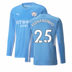 2021-2022 Man City Long Sleeve Home Shirt (FERNANDINHO 25) - XL