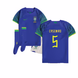 2022-2023 Brazil Away Little Boys Mini Kit (Casemiro 5) - SB