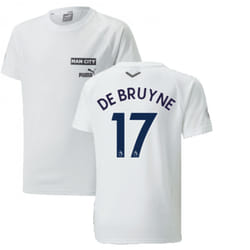 2022-2023 Man City Casuals Tee (White) - Kids (DE BRUYNE 17) - MB