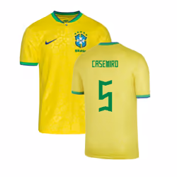 2022-2023 Brazil Little Boys Home Shirt (Casemiro 5) - SB