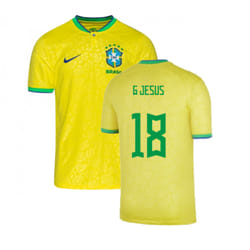 2022-2023 Brazil Little Boys Home Shirt (G Jesus 18) - MB