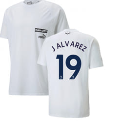2022-2023 Man City Casuals Tee (White) (J ALVAREZ 19) - XL