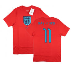 2022-2023 England World Cup Crest Tee (Red) - Kids (Rashford 11) - SB