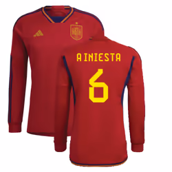 2022-2023 Spain Long Sleeve Home Shirt (A INIESTA 6) - XL