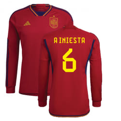 2022-2023 Spain Long Sleeve Home Shirt (A INIESTA 6) - 3XL