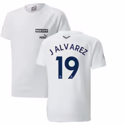 2022-2023 Man City Casuals Tee (White) - Kids (J ALVAREZ 19) - MB