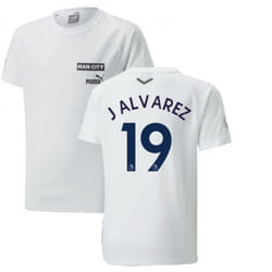2022-2023 Man City Casuals Tee (White) - Kids (J ALVAREZ 19) - MB