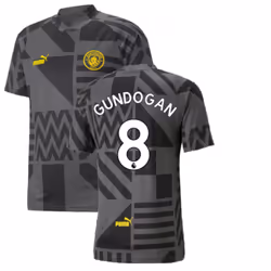 2022-2023 Man City Pre-Match Jersey (Black) (GUNDOGAN 8) - M