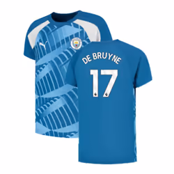 2023-2024 Man City Pre-Match Jersey (Lake Blue) - Kids (DE BRUYNE 17) - MB
