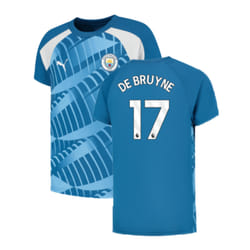 2023-2024 Man City Pre-Match Jersey (Lake Blue) - Kids (DE BRUYNE 17) - XXLB