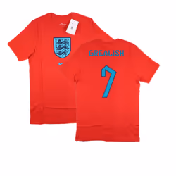 2022-2023 England World Cup Crest Tee (Red) - Kids (Grealish 7) - SB