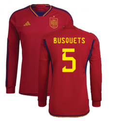 2022-2023 Spain Long Sleeve Home Shirt (BUSQUETS 5) - XL