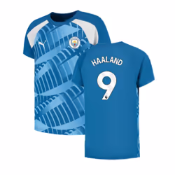 2023-2024 Man City Pre-Match Jersey (Lake Blue) (HAALAND 9) - XL